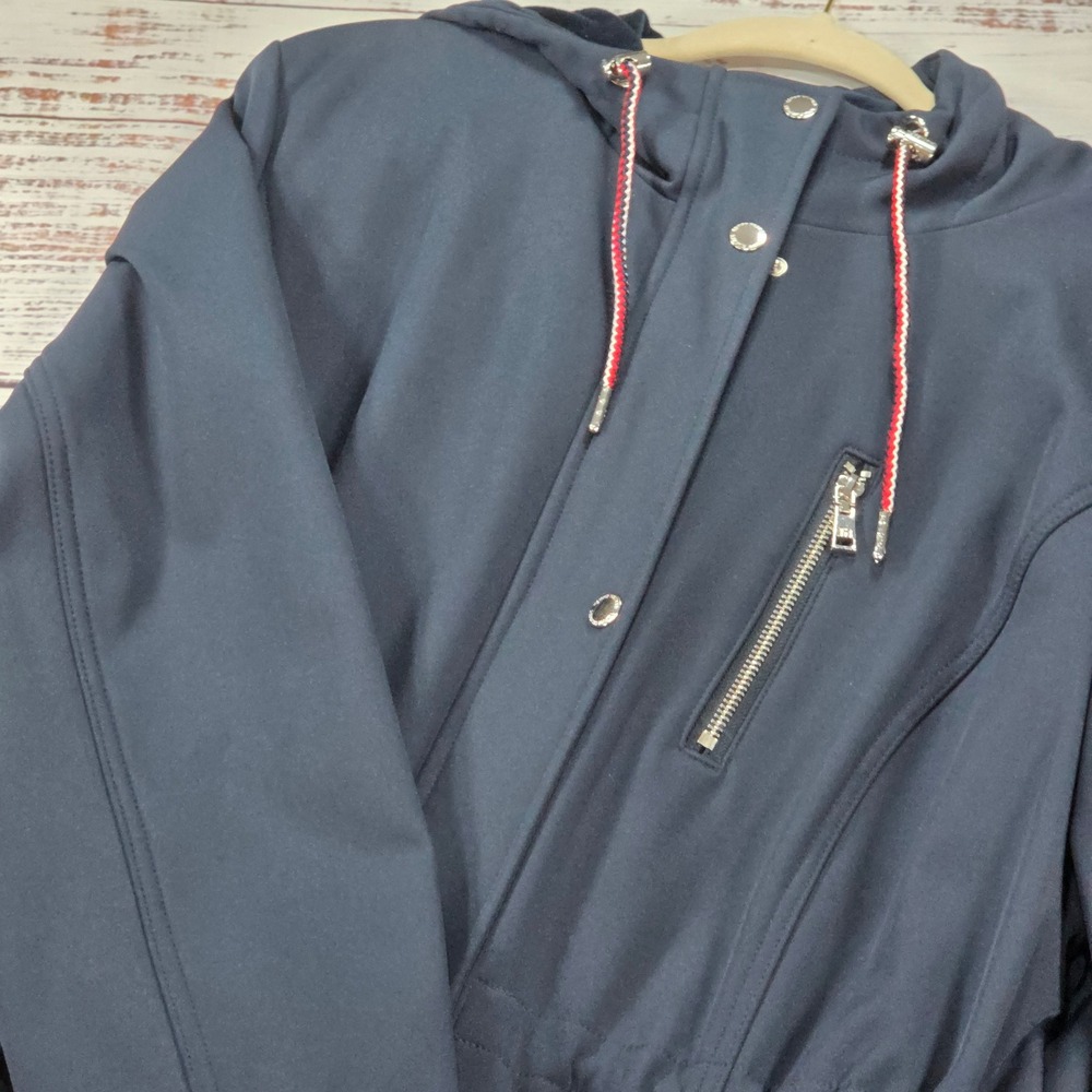 Tommy Hilfiger Softshell Jacket Women XXL Navy Excellent Hooded Cinched Parka
